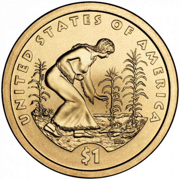 (2009d) Монета США 2009 год 1 доллар &quot;Три сестры&quot;  Сакагавея Латунь  UNC